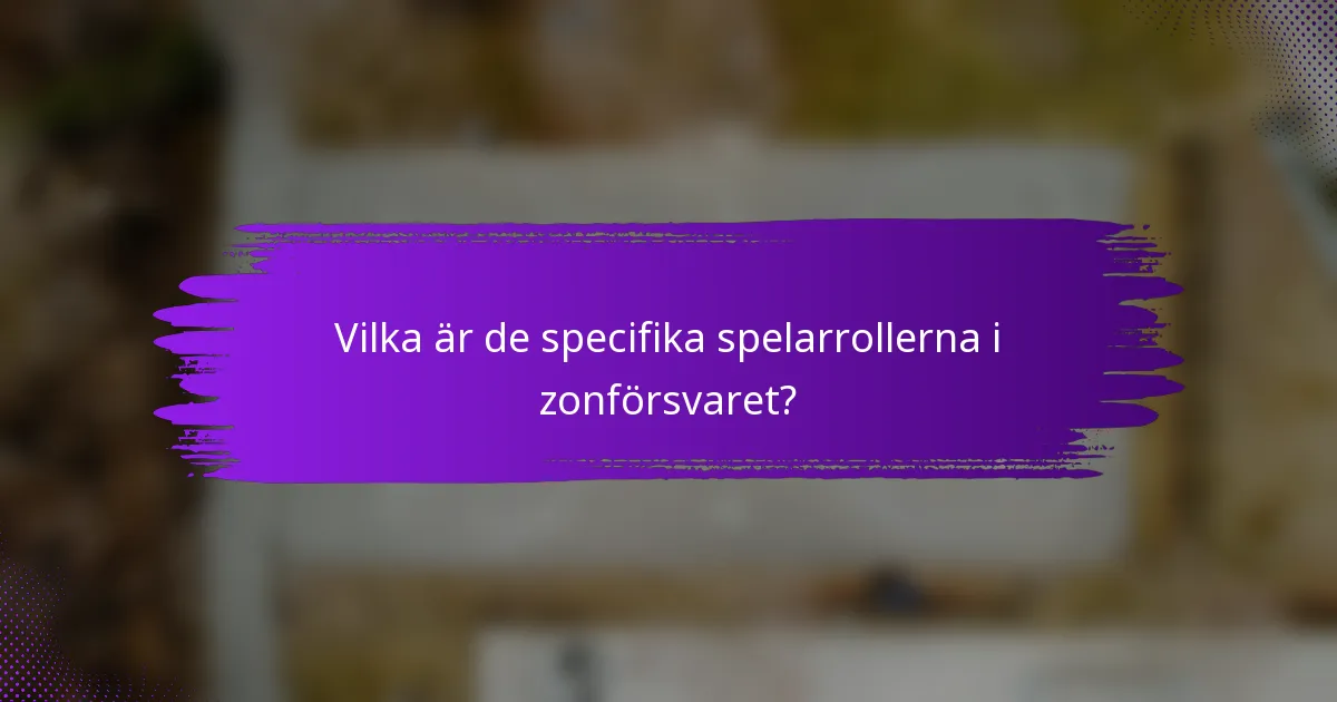 Vilka är de specifika spelarrollerna i zonförsvaret?