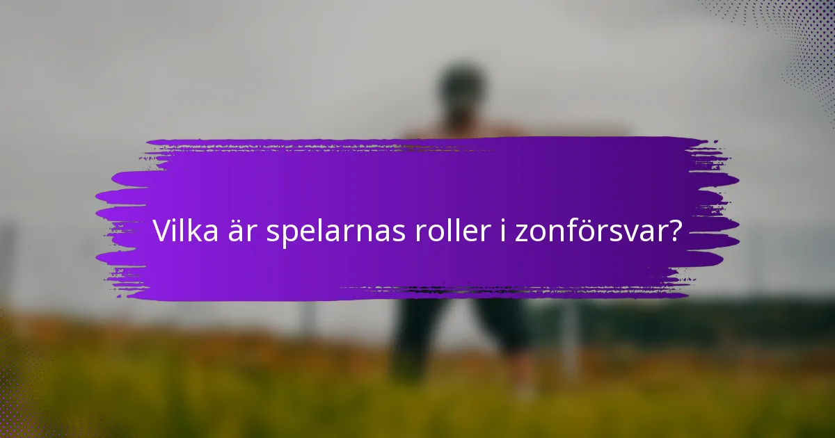 Vilka är spelarnas roller i zonförsvar?